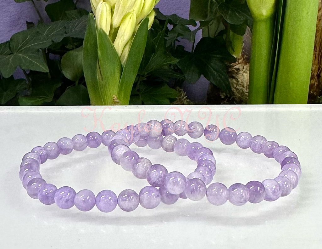 Natural Lavender Amethyst 6mm 7.5” Crystal Bracelet