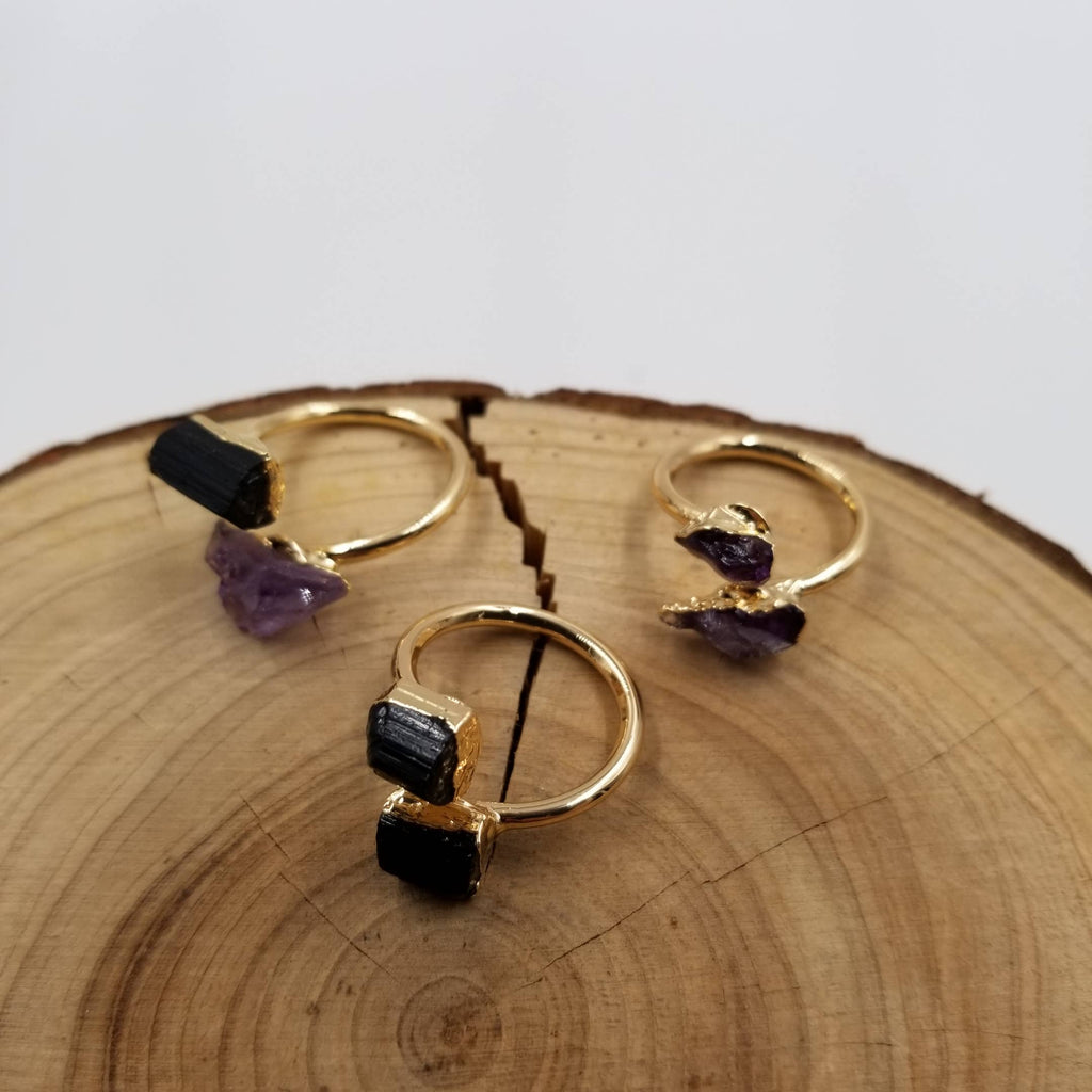 Natural Crystal Adjustable Ring