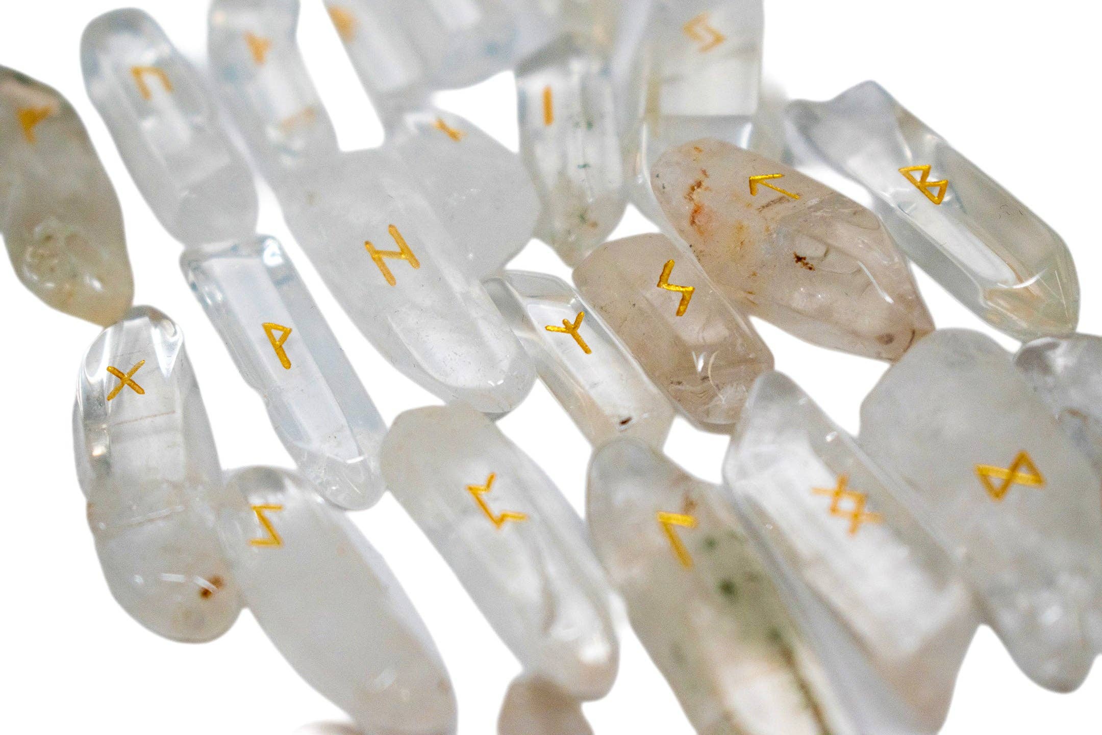 Artificial Quartz Elder Futhark Rune Set