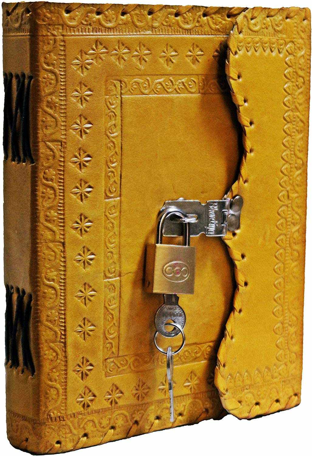 Leather Journal for Men and Women Leather Diary to Write Poems,Sketchbook, Record Keeping Notebook Personal Memoir with Lock and Key - Unlined 7 Inches
