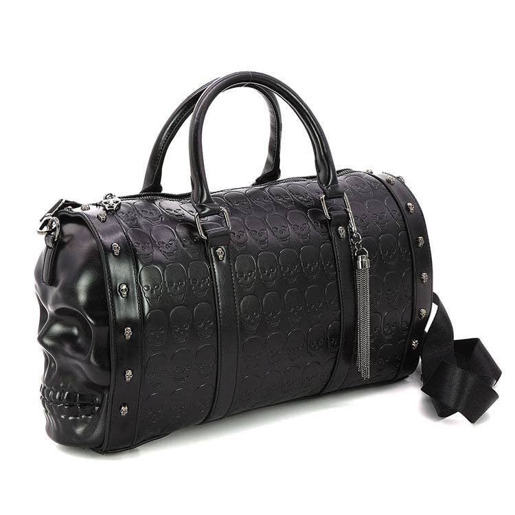 Dual Skull Large Satchel in Vinyl