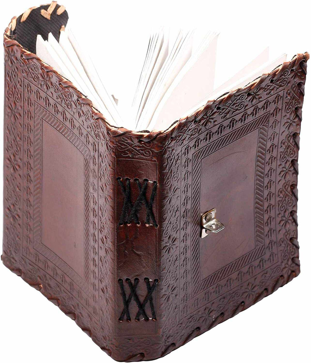 Leather Journal for Men and Women Leather Diary to Write Poems,Sketchbook, Record Keeping Notebook Personal Memoir with Lock and Key - Unlined 7 Inches