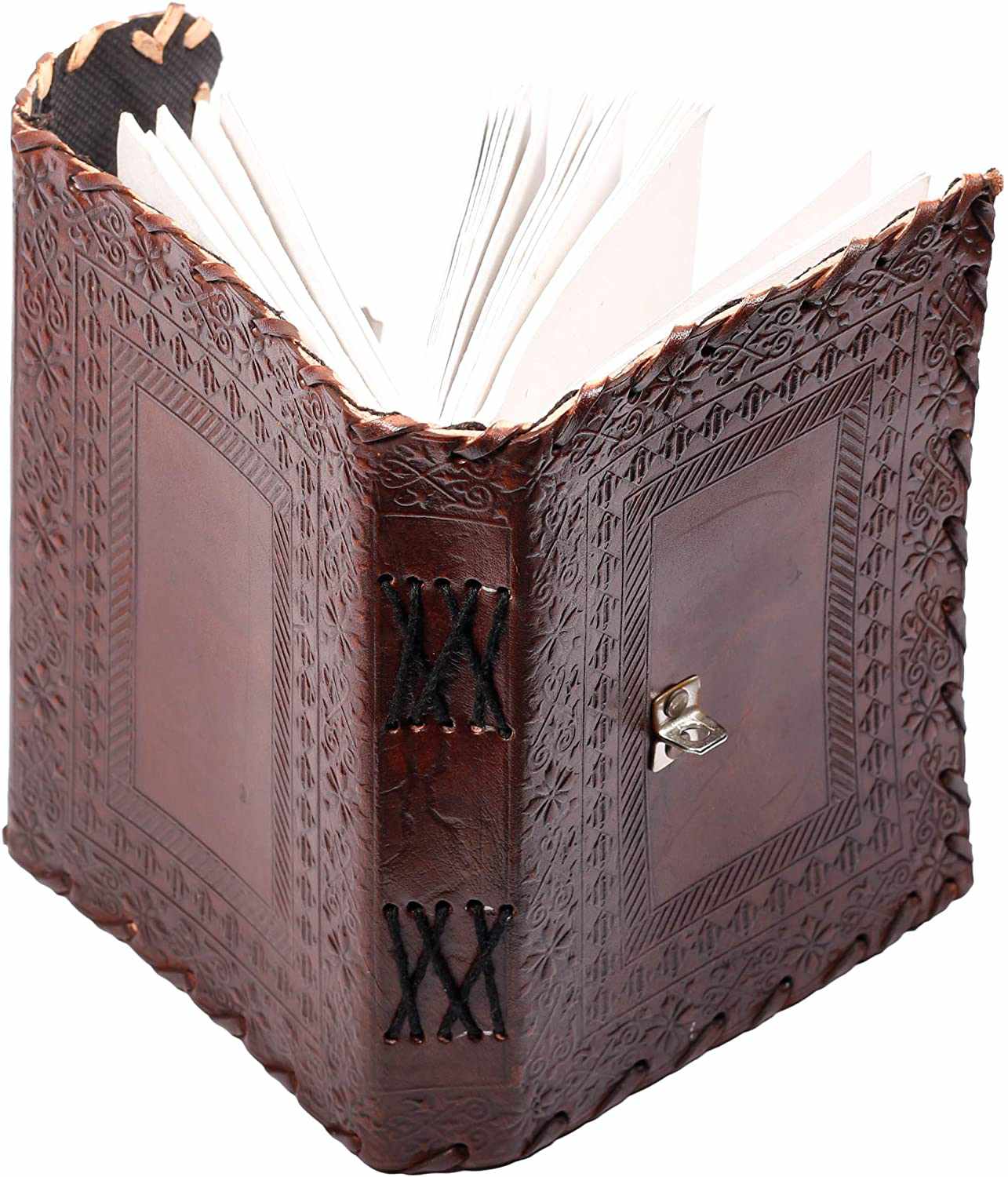 Leather Journal for Men and Women Leather Diary to Write Poems,Sketchbook, Record Keeping Notebook Personal Memoir with Lock and Key - Unlined 7 Inches