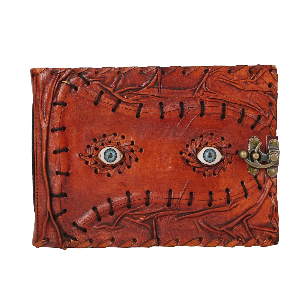 Hocus Pocus Book of Spells Leather Journal Deckle Edge Paper Grimoire Journal Third Eye Vintage Book of Shadows Seven Chakra Antique Spell Book Lock Clasp Notebook Witch